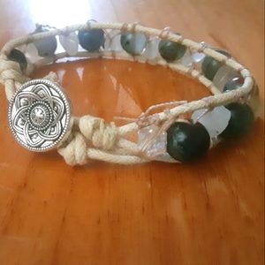 Handmade hemp and gemstone bead bracelet